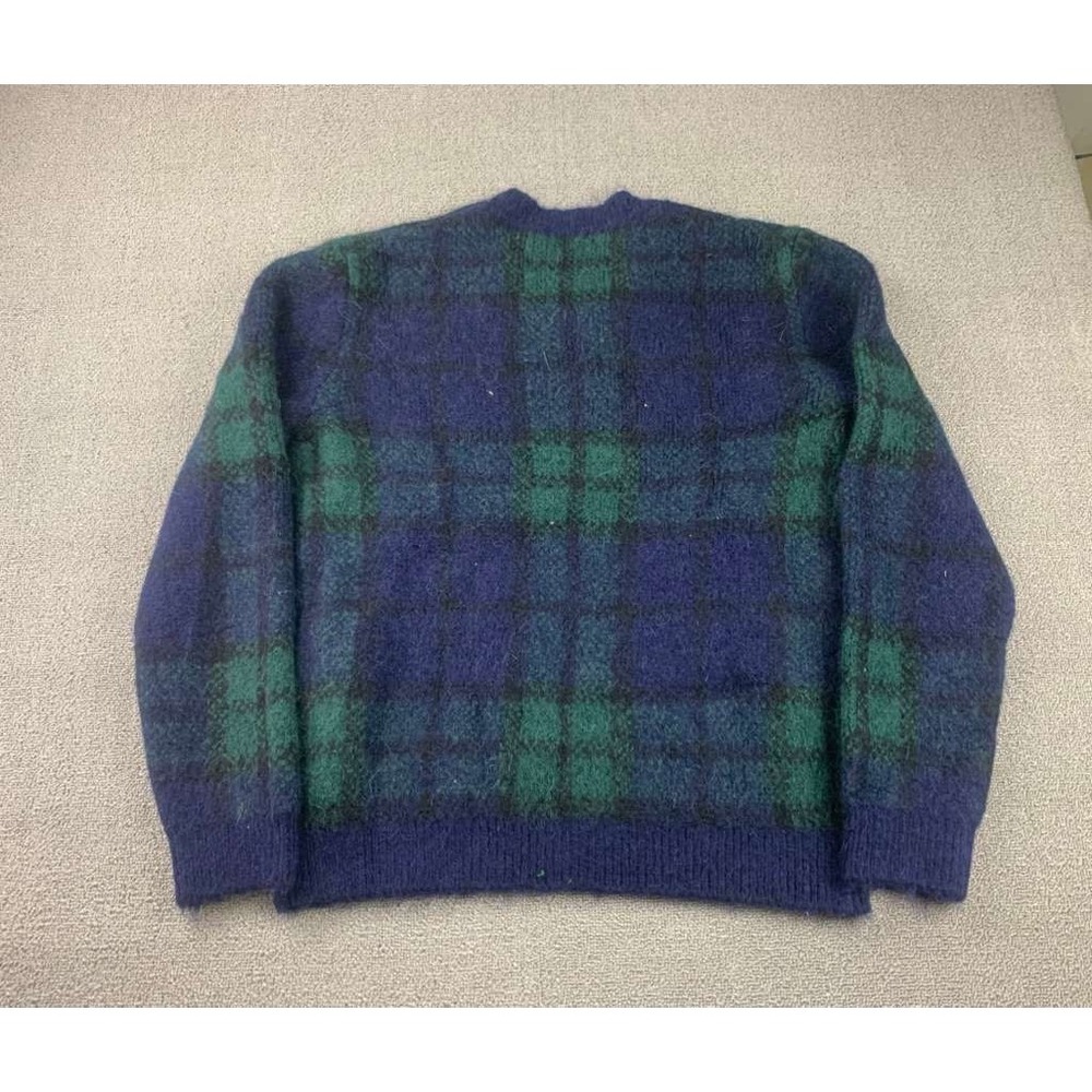 Gap Sweater Women M Blue Green Blue Plaid Alpaca Wool Blend V Neck Pullover Knit - Picture 2 of 9